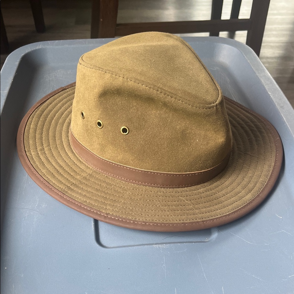 Waxed cotton green and brown Women's Hat fedora
